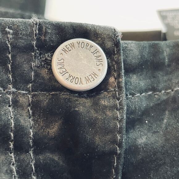 New York & Co 90s Black Suede Retro Leather Classic Straight Leg Pants Jeans 12 - Picture 7 of 9